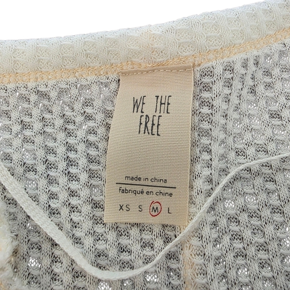 Free People We The Free Oversized Ivory Waffle Knit V-neck Bell Sleeve Top M NWT - Picture 5 of 10